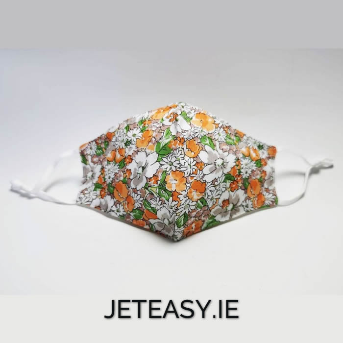 Floral Orange Covering Mask 3 Piece Hygiene Pack 70